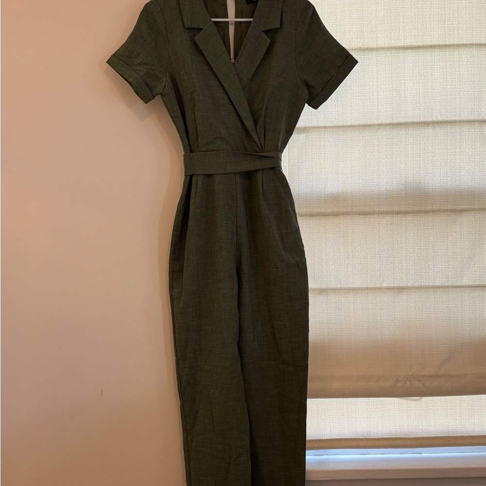 Lulu's Dark Green Belted Jumpsuit